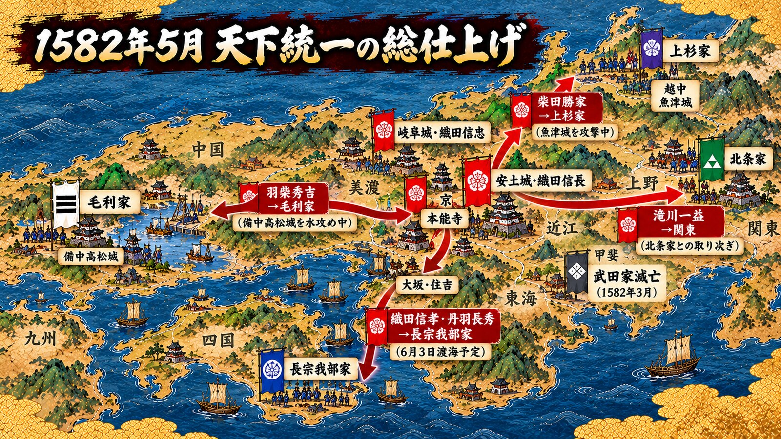 1582年5月 天下統一の総仕上げ 織田家の配置図