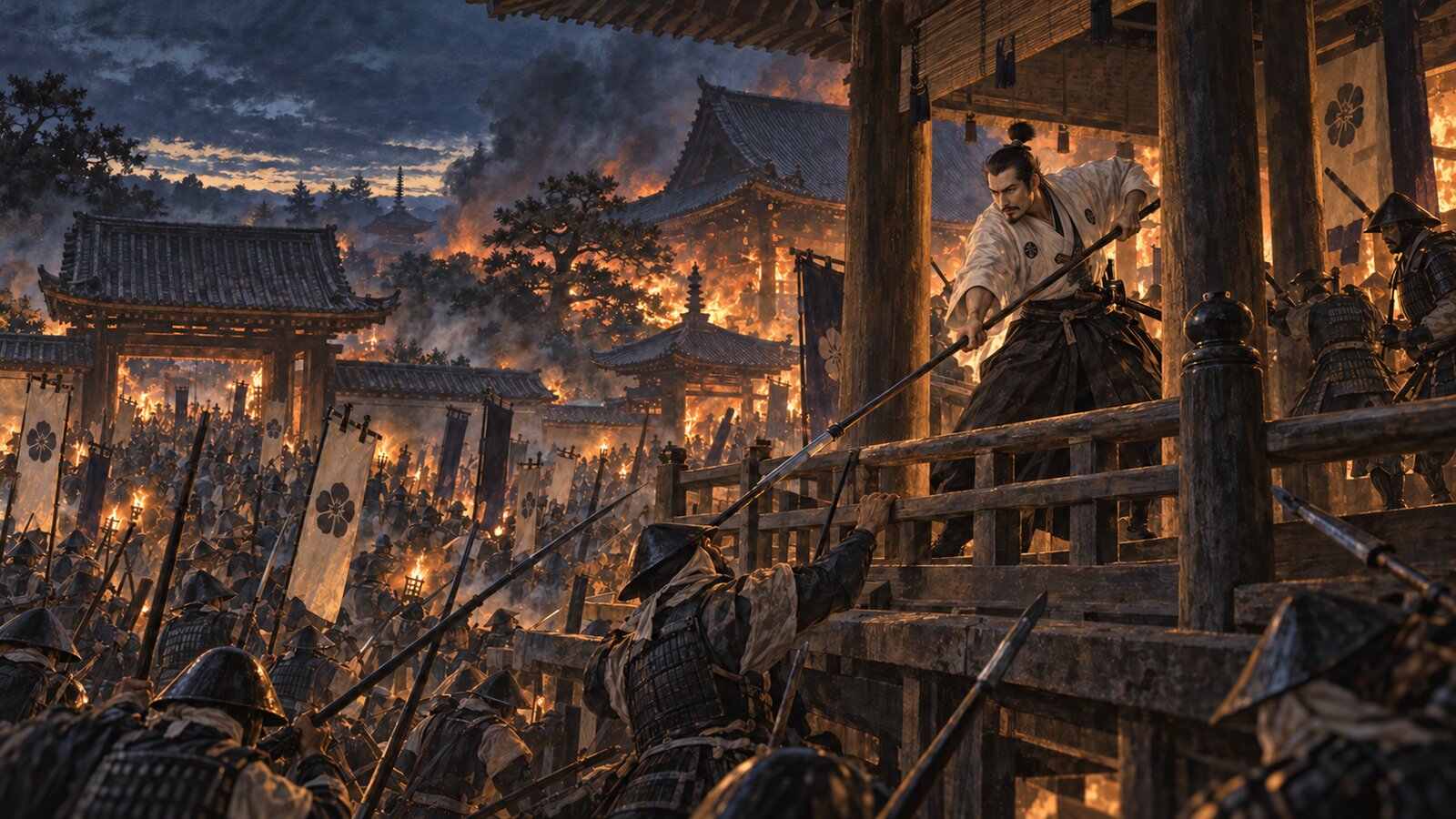 炎上する本能寺のイラスト