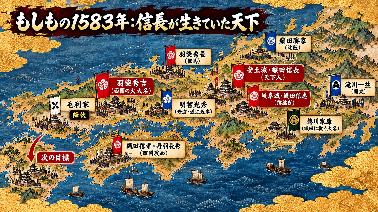 もしもの1583年 信長が生きていた天下の配置図