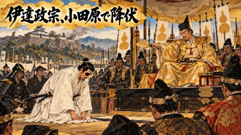 伊達政宗、小田原で降伏