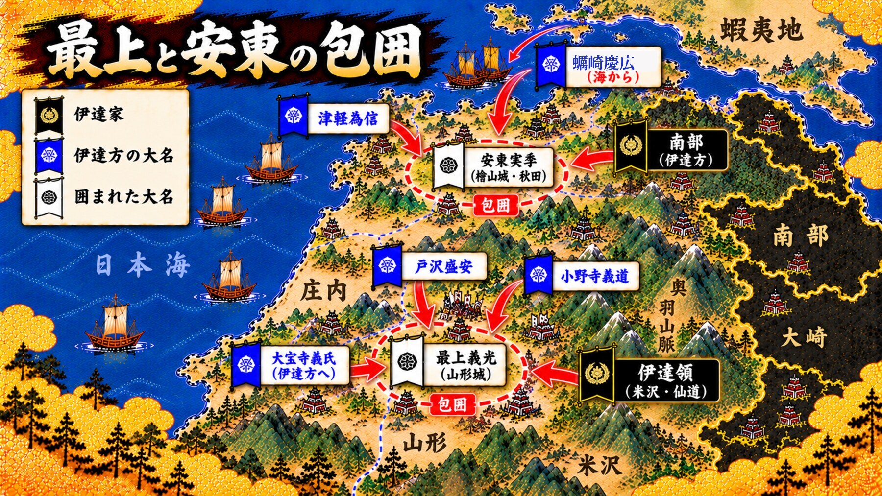 最上と安東の包囲図