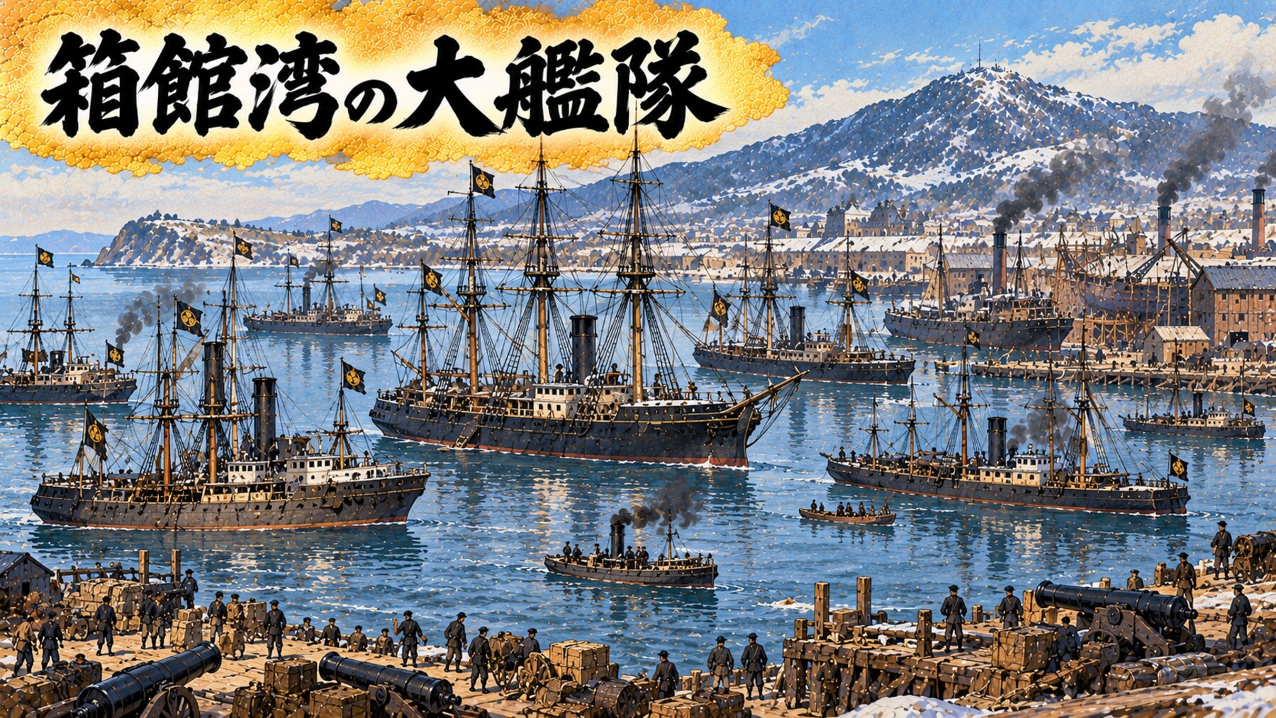 箱館湾にならぶ旧幕府の艦隊