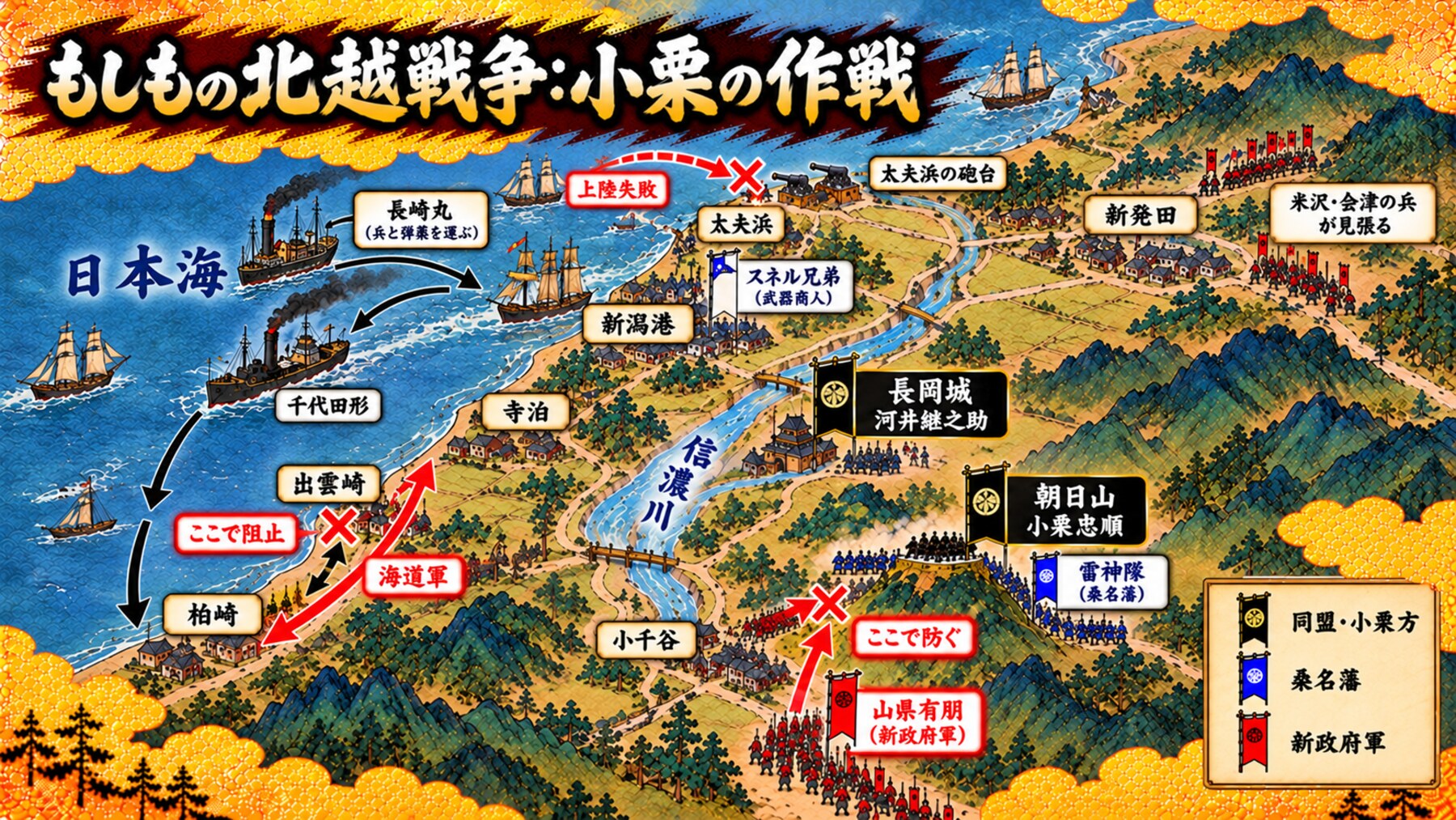もしもの北越戦争:小栗の作戦図