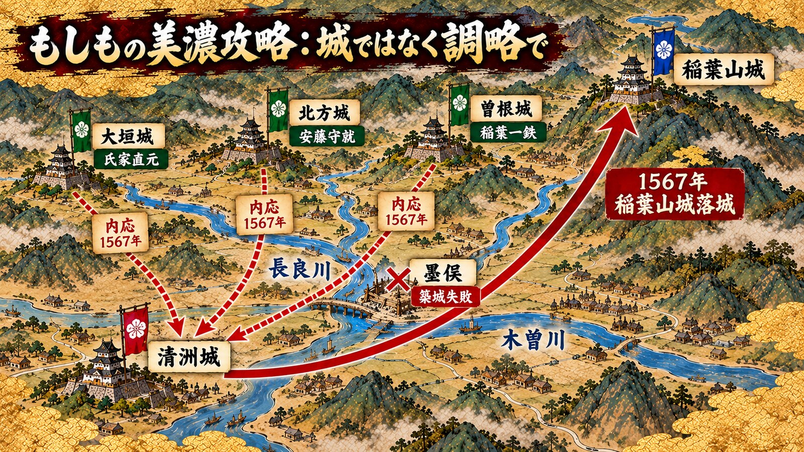 もしもの美濃攻略配置図