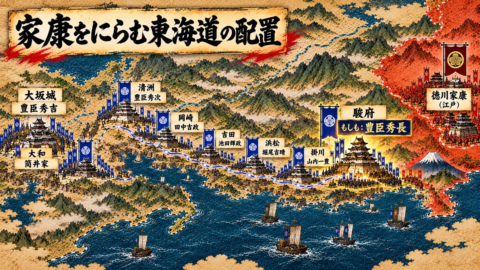 家康をにらむ東海道の大名配置図