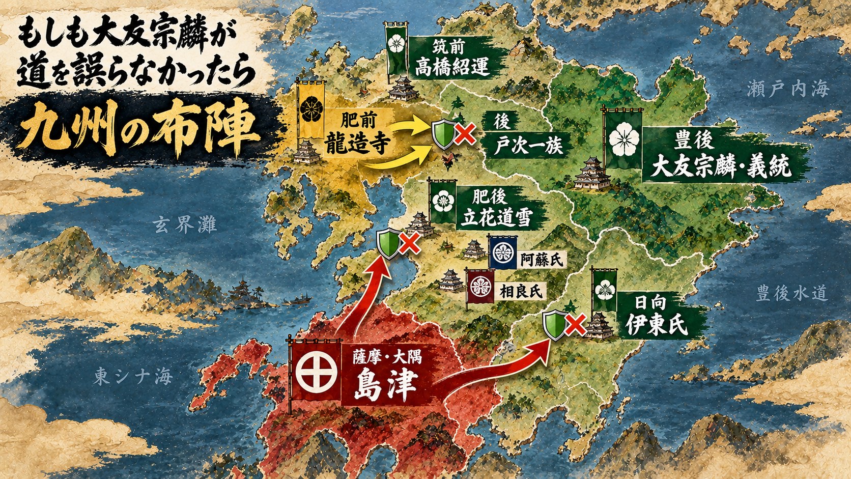 もしも大友宗麟が道を誤らなかったら 九州の布陣図