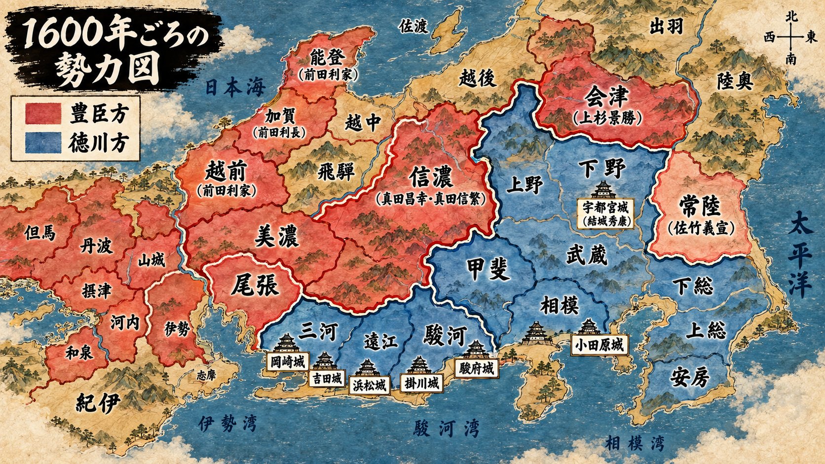 豊臣方と徳川方の勢力図